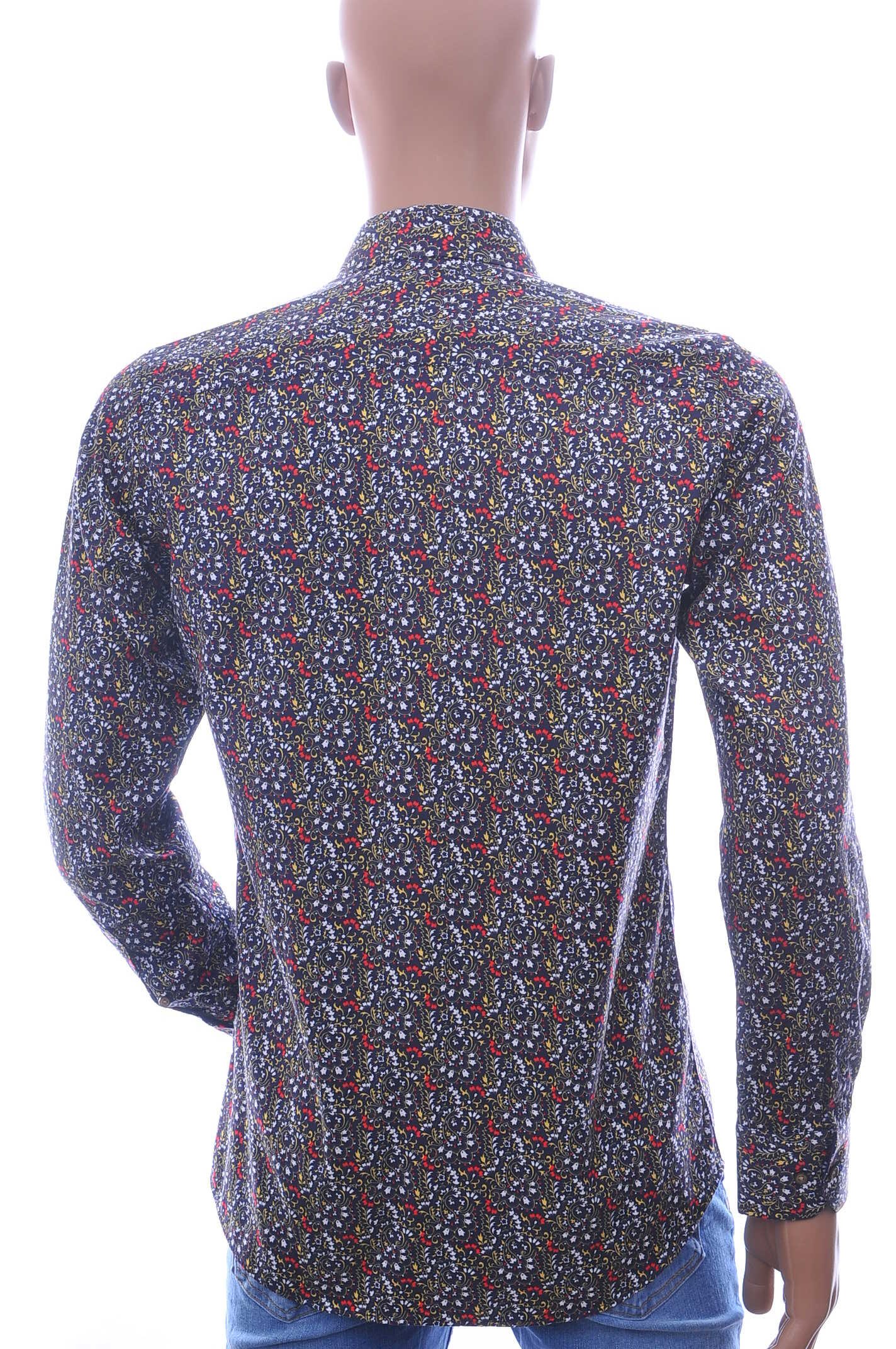 Corrino modern fit allover bloemen dessin heren overhemd Zwart