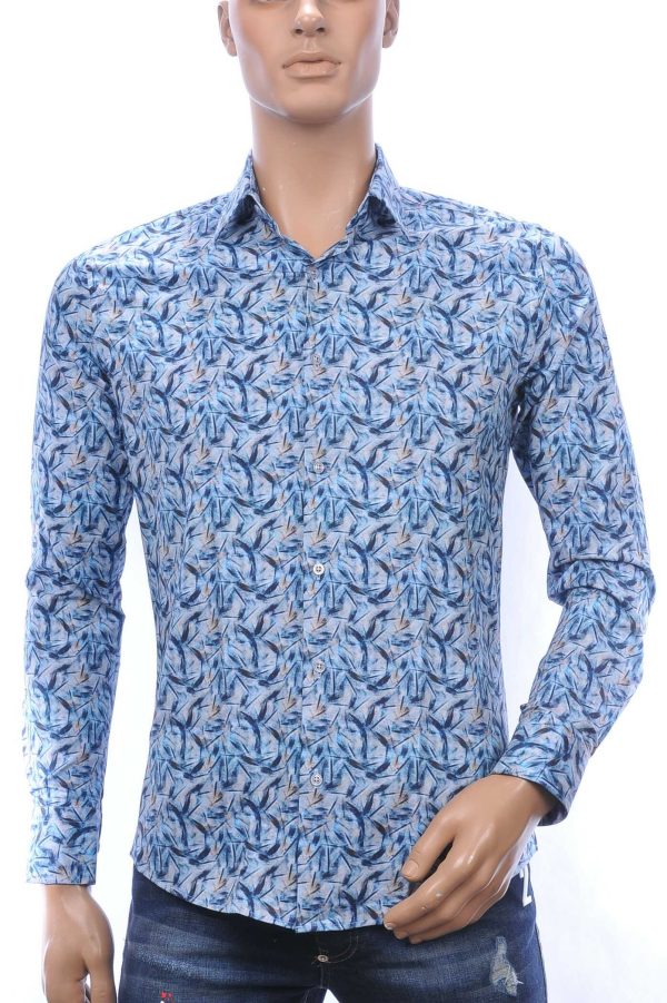 FERLUCCI A Fish Named Fred Wolff Blitz Louis Vuitton GUCCI VERSACE KENZO Dsquared2 Levi's CHASIN G-STAR DOLCE & GABBANA DIESEL PME LEGEND WAM DENIM LACOSTE Parajumpers Stone Island slim fit all over kunst motieven dessin heren overhemd Blauw