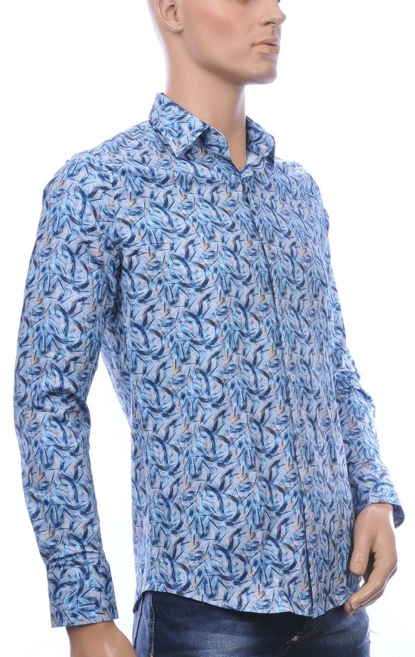 FERLUCCI A Fish Named Fred Wolff Blitz Louis Vuitton GUCCI VERSACE KENZO Dsquared2 Levi's CHASIN G-STAR DOLCE & GABBANA DIESEL PME LEGEND WAM DENIM LACOSTE Parajumpers Stone Island slim fit all over kunst motieven dessin heren overhemd Blauw