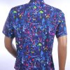 GABANO slim fit getailleerd allover dessin korte mouwen Italiaanse overhemd Navy