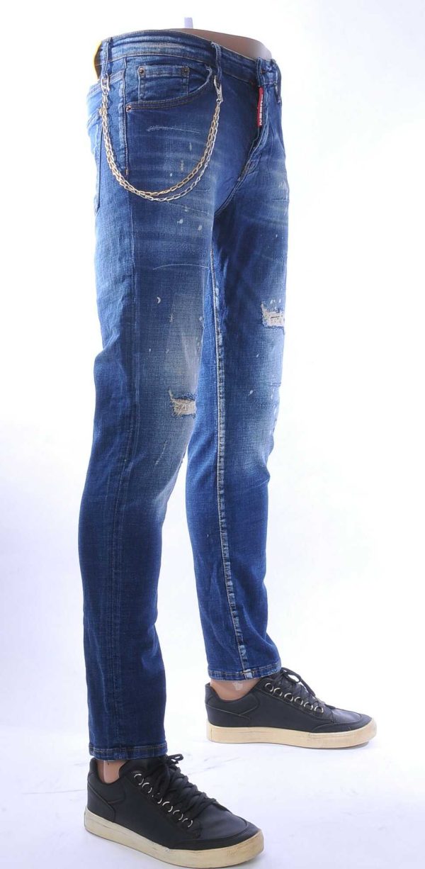 ICON2 hippie gescheurde slim fit stretch heren jeans Blauw