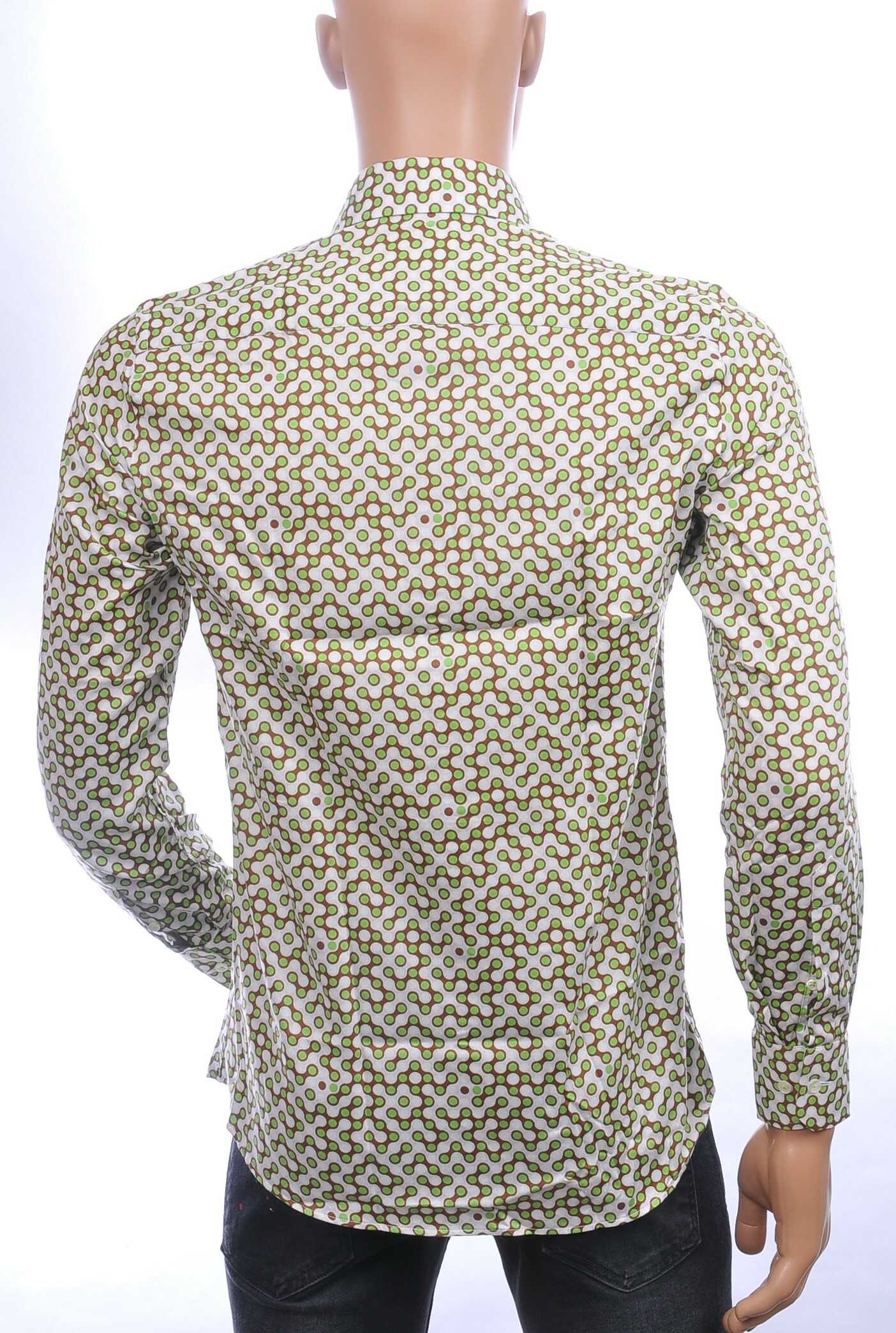 BERZO trendy slim fit allover dessin heren overhemd Groen