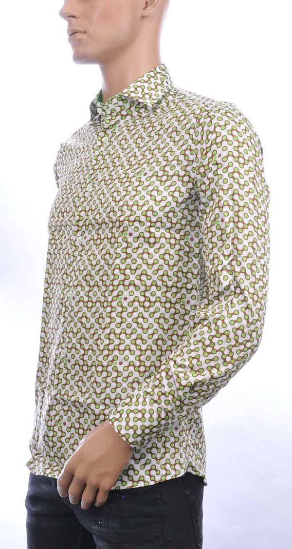 BERZO trendy slim fit allover dessin heren overhemd Groen