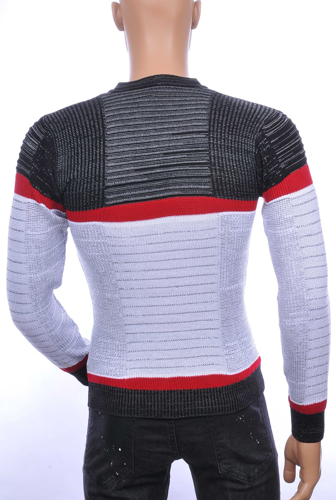 CI-BORG Wolff Blitz Moncler DIOR Philipp Plein PRADA Louis Vuitton GUCCI VERSACE KENZO Dsquared2 Levi's CHASIN G-STAR DOLCE & GABBANA DIESEL PME LEGEND WAM DENIM LACOSTE trendy v-hals dunne heren trui Grijs-Rood