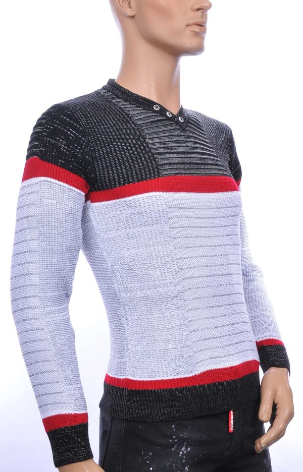 CI-BORG Wolff Blitz Moncler DIOR Philipp Plein PRADA Louis Vuitton GUCCI VERSACE KENZO Dsquared2 Levi's CHASIN G-STAR DOLCE & GABBANA DIESEL PME LEGEND WAM DENIM LACOSTE trendy v-hals dunne heren trui Grijs-Rood