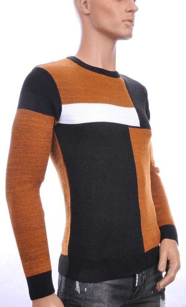CI-BORG trendy ronde hals dunne heren trui Bruin