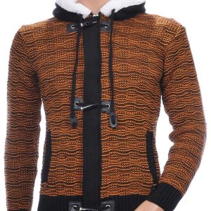 CLUB-JU Wolff Blitz Moncler DIOR Philipp Plein PRADA Louis Vuitton GUCCI VERSACE KENZO Dsquared2 Levi's CHASIN G-STAR DOLCE & GABBANA DIESEL PME LEGEND WAM DENIM LACOSTE trendy grof gebreide heren vest met capuchon Bruin