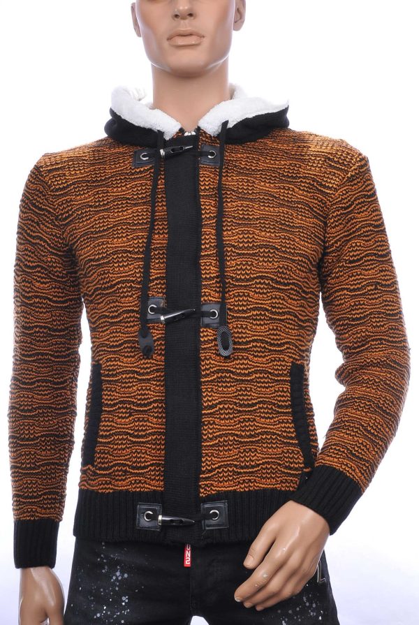 CLUB-JU Wolff Blitz Moncler DIOR Philipp Plein PRADA Louis Vuitton GUCCI VERSACE KENZO Dsquared2 Levi's CHASIN G-STAR DOLCE & GABBANA DIESEL PME LEGEND WAM DENIM LACOSTE trendy grof gebreide heren vest met capuchon Bruin