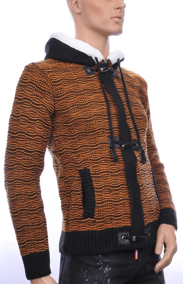 CLUB-JU Wolff Blitz Moncler DIOR Philipp Plein PRADA Louis Vuitton GUCCI VERSACE KENZO Dsquared2 Levi's CHASIN G-STAR DOLCE & GABBANA DIESEL PME LEGEND WAM DENIM LACOSTE trendy grof gebreide heren vest met capuchon Bruin