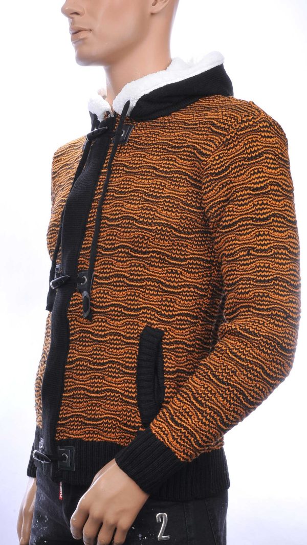 CLUB-JU Wolff Blitz Moncler DIOR Philipp Plein PRADA Louis Vuitton GUCCI VERSACE KENZO Dsquared2 Levi's CHASIN G-STAR DOLCE & GABBANA DIESEL PME LEGEND WAM DENIM LACOSTE trendy grof gebreide heren vest met capuchon Bruin