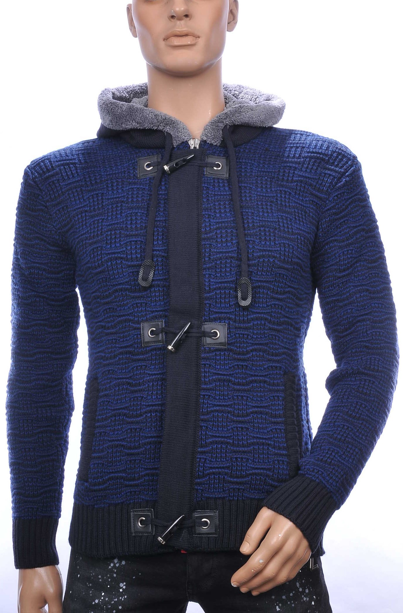 CLUB-JU Wolff Blitz Moncler DIOR Philipp Plein PRADA Louis Vuitton GUCCI VERSACE KENZO Dsquared2 Levi's CHASIN G-STAR DOLCE & GABBANA DIESEL PME LEGEND WAM DENIM LACOSTE trendy grof gebreide heren vest met capuchon Navy