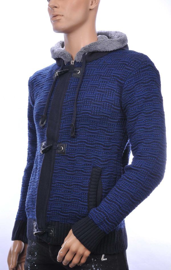 CLUB-JU Wolff Blitz Moncler DIOR Philipp Plein PRADA Louis Vuitton GUCCI VERSACE KENZO Dsquared2 Levi's CHASIN G-STAR DOLCE & GABBANA DIESEL PME LEGEND WAM DENIM LACOSTE trendy grof gebreide heren vest met capuchon Navy