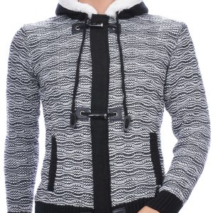 CLUB-JU Wolff Blitz Moncler DIOR Philipp Plein PRADA Louis Vuitton GUCCI VERSACE KENZO Dsquared2 Levi's CHASIN G-STAR DOLCE & GABBANA DIESEL PME LEGEND WAM DENIM LACOSTE trendy grof gebreide heren vest met capuchon Wit
