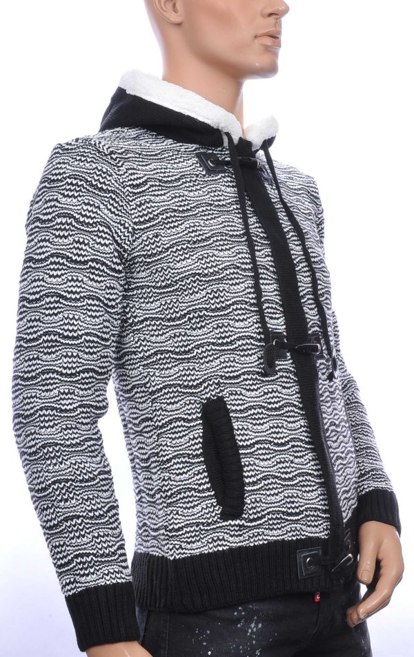 CLUB-JU Wolff Blitz Moncler DIOR Philipp Plein PRADA Louis Vuitton GUCCI VERSACE KENZO Dsquared2 Levi's CHASIN G-STAR DOLCE & GABBANA DIESEL PME LEGEND WAM DENIM LACOSTE trendy grof gebreide heren vest met capuchon Wit
