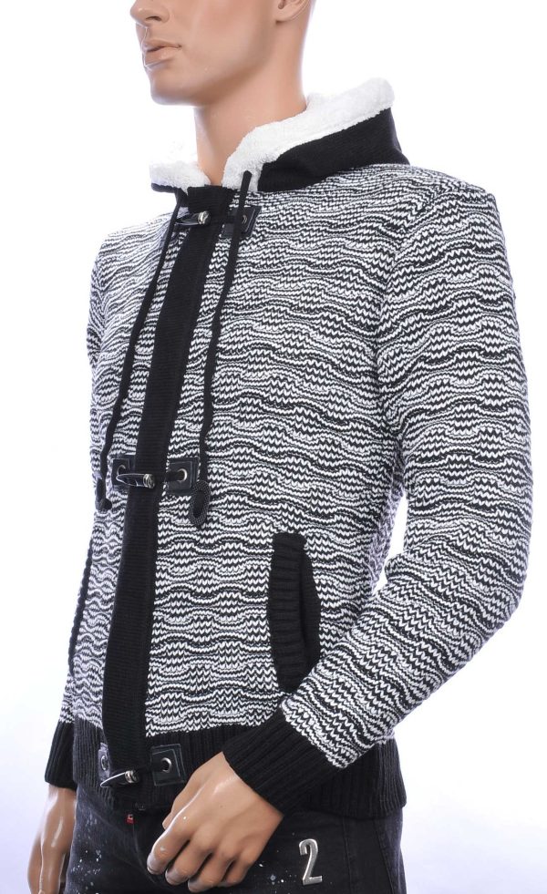 CLUB-JU Wolff Blitz Moncler DIOR Philipp Plein PRADA Louis Vuitton GUCCI VERSACE KENZO Dsquared2 Levi's CHASIN G-STAR DOLCE & GABBANA DIESEL PME LEGEND WAM DENIM LACOSTE trendy grof gebreide heren vest met capuchon Wit