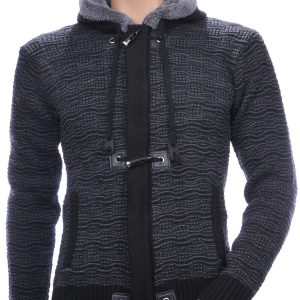 CLUB-JU Wolff Blitz Moncler DIOR Philipp Plein PRADA Louis Vuitton GUCCI VERSACE KENZO Dsquared2 Levi's CHASIN G-STAR DOLCE & GABBANA DIESEL PME LEGEND WAM DENIM LACOSTE trendy grof gebreide heren vest met capuchon Zwart