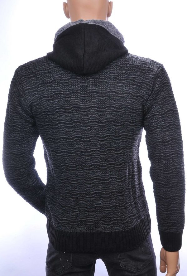 CLUB-JU Wolff Blitz Moncler DIOR Philipp Plein PRADA Louis Vuitton GUCCI VERSACE KENZO Dsquared2 Levi's CHASIN G-STAR DOLCE & GABBANA DIESEL PME LEGEND WAM DENIM LACOSTE trendy grof gebreide heren vest met capuchon Zwart
