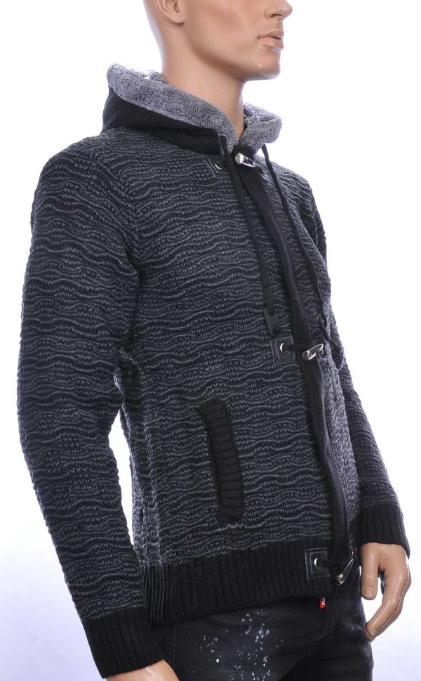 CLUB-JU Wolff Blitz Moncler DIOR Philipp Plein PRADA Louis Vuitton GUCCI VERSACE KENZO Dsquared2 Levi's CHASIN G-STAR DOLCE & GABBANA DIESEL PME LEGEND WAM DENIM LACOSTE trendy grof gebreide heren vest met capuchon Zwart