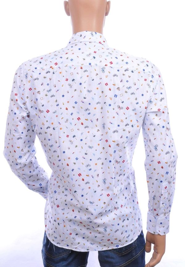 Corrino Italiaans getailleerd slim fit allover vakantie attributen dessin heren overhemd Wit