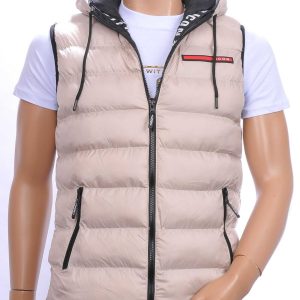 ICON2 trendy heren Bodywarmers met permanent capuchon Beige