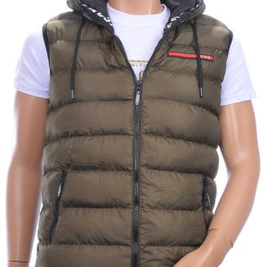 ICON2 trendy heren Bodywarmers met permanent capuchon Khaki