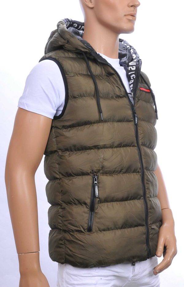 ICON2 trendy heren Bodywarmers met permanent capuchon Khaki