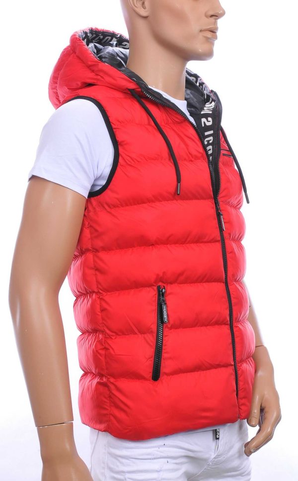 ICON2 trendy heren Bodywarmers met permanent capuchon Rood