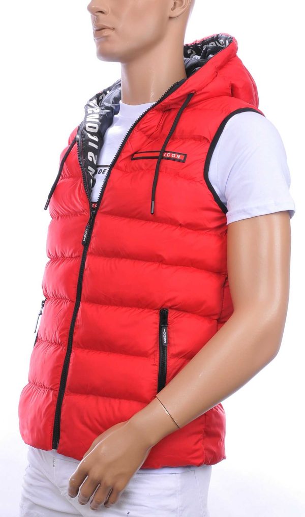 ICON2 trendy heren Bodywarmers met permanent capuchon Rood