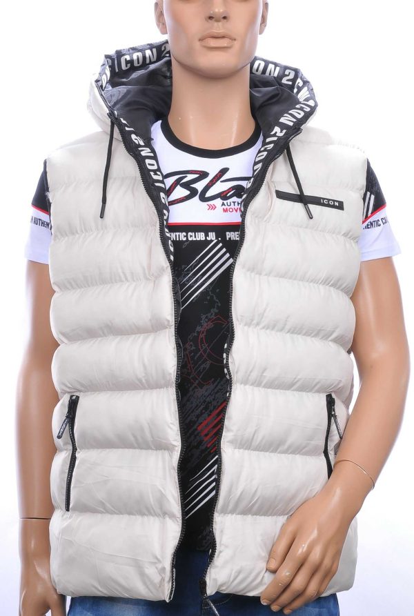 ICON2 trendy heren Bodywarmers met permanent capuchon Wit