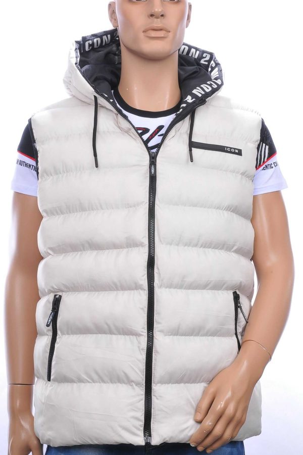 ICON2 trendy heren Bodywarmers met permanent capuchon Wit