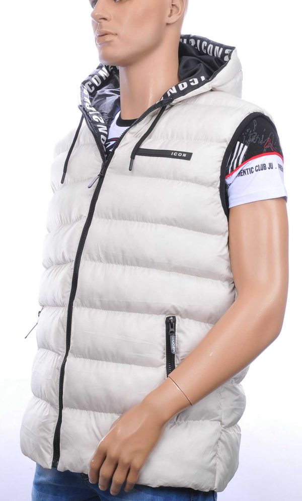 ICON2 trendy heren Bodywarmers met permanent capuchon Wit