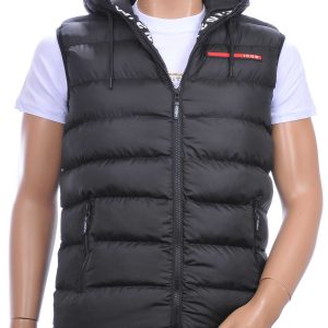 ICON2 trendy heren Bodywarmers met permanent capuchon Zwart