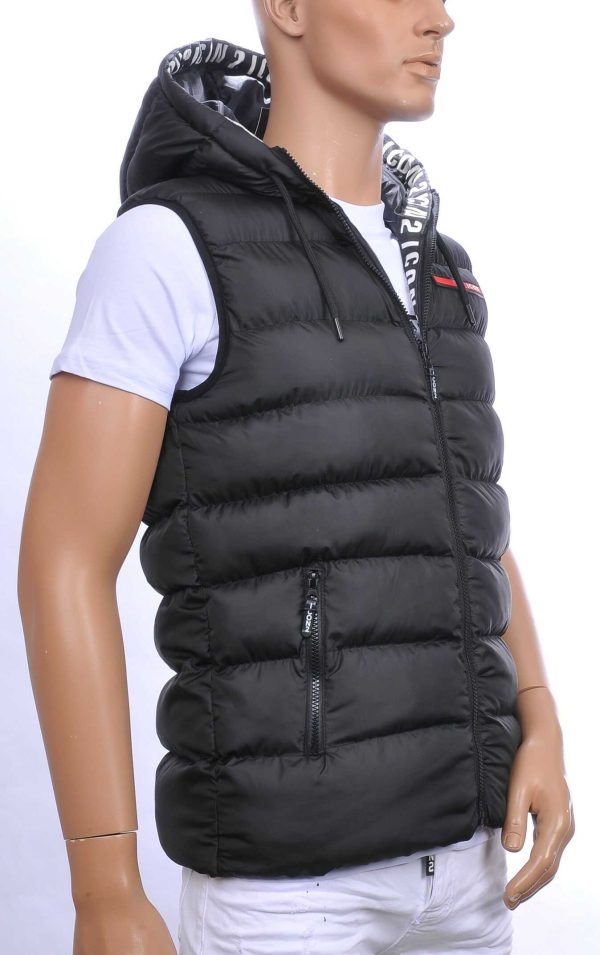 ICON2 trendy heren Bodywarmers met permanent capuchon Zwart