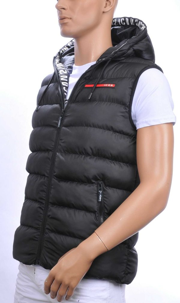 ICON2 trendy heren Bodywarmers met permanent capuchon Zwart