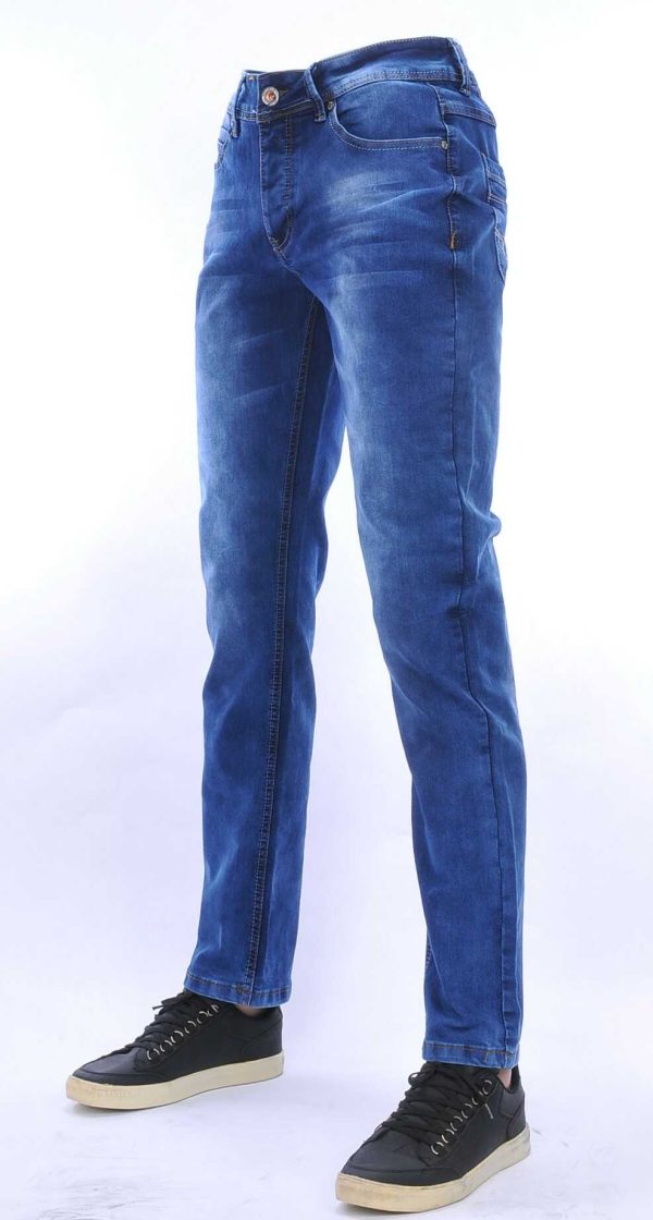 JAYLVIS regular fit stretch heren jeans met contrast kleur stiksels Blauw