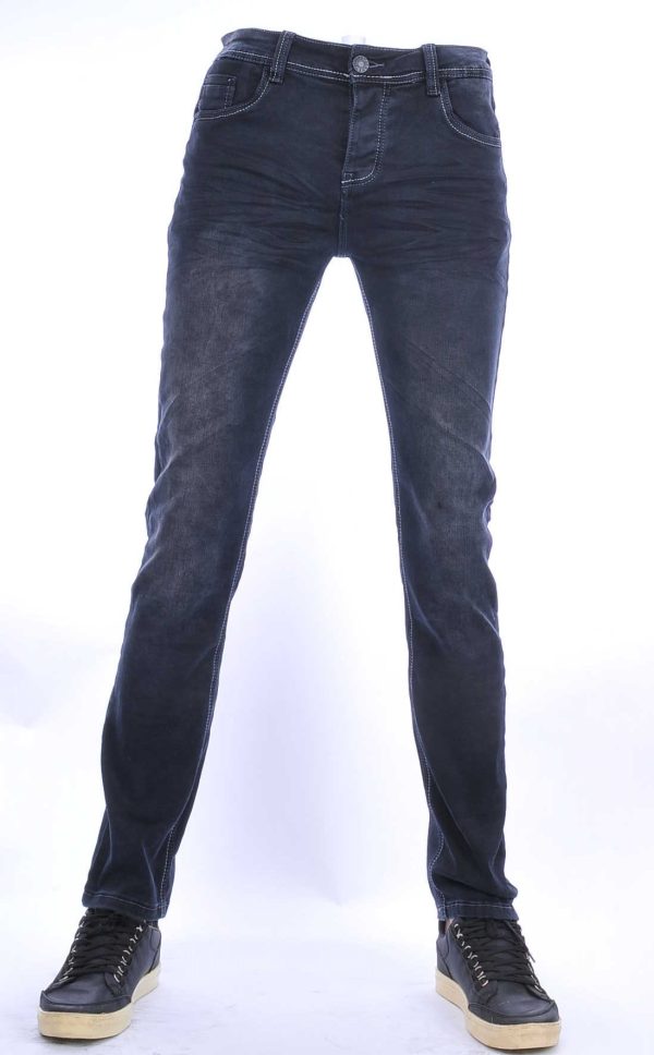 JAYLVIS Wolff Blitz Moncler DIOR Philipp Plein PRADA Louis Vuitton GUCCI VERSACE KENZO Dsquared2 Levi's CHASIN G-STAR DOLCE & GABBANA DIESEL PME LEGEND WAM DENIM LACOSTE slim fit stretch heren jeans met contrast kleur stiksels Zwart