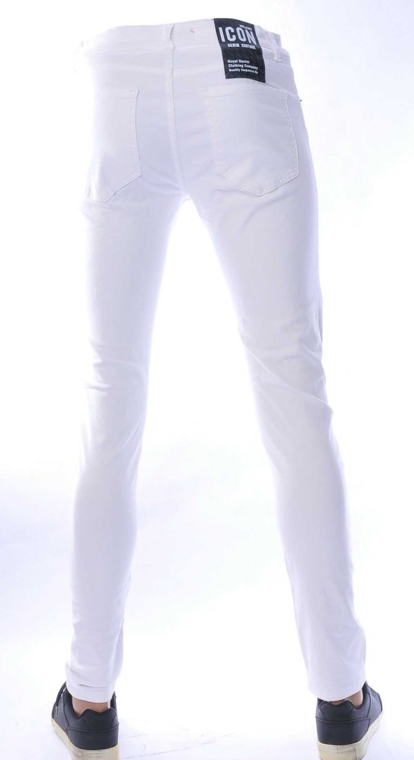 ICON hippie gescheurde slim fit stretch heren jeans met verfspatten Wit