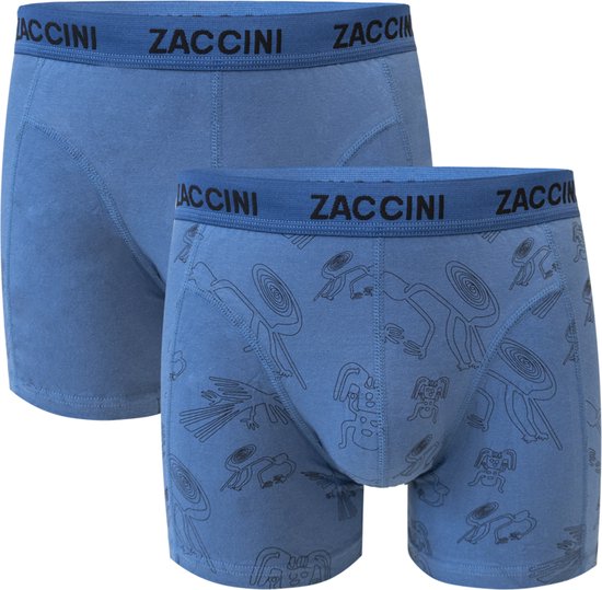 Zaccini 2-pack boxershorts perfect fit allover Nazca print Blauw