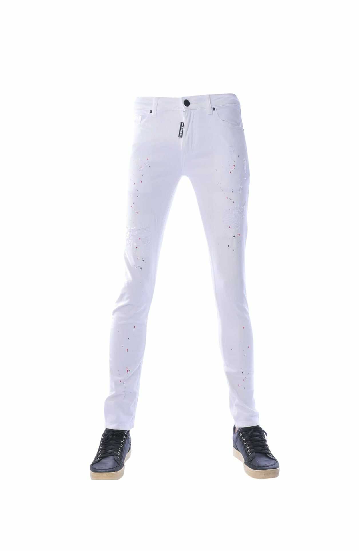 icon witte heren jeans, slim fit heren jeans wit, gescheurde witte jeans heren, heren jeans met verfspatten, streetwear jeans heren, icon hippie jeans, skinny stretch jeans heren, trendy heren spijkerbroek, urban fashion jeans, festival jeans heren, online goedkoop heren jeans bestellen, Heren jeans kopen in Nijmegen, Kledingwinkel in Nijmegen, Dsquared2, Philipp Plein