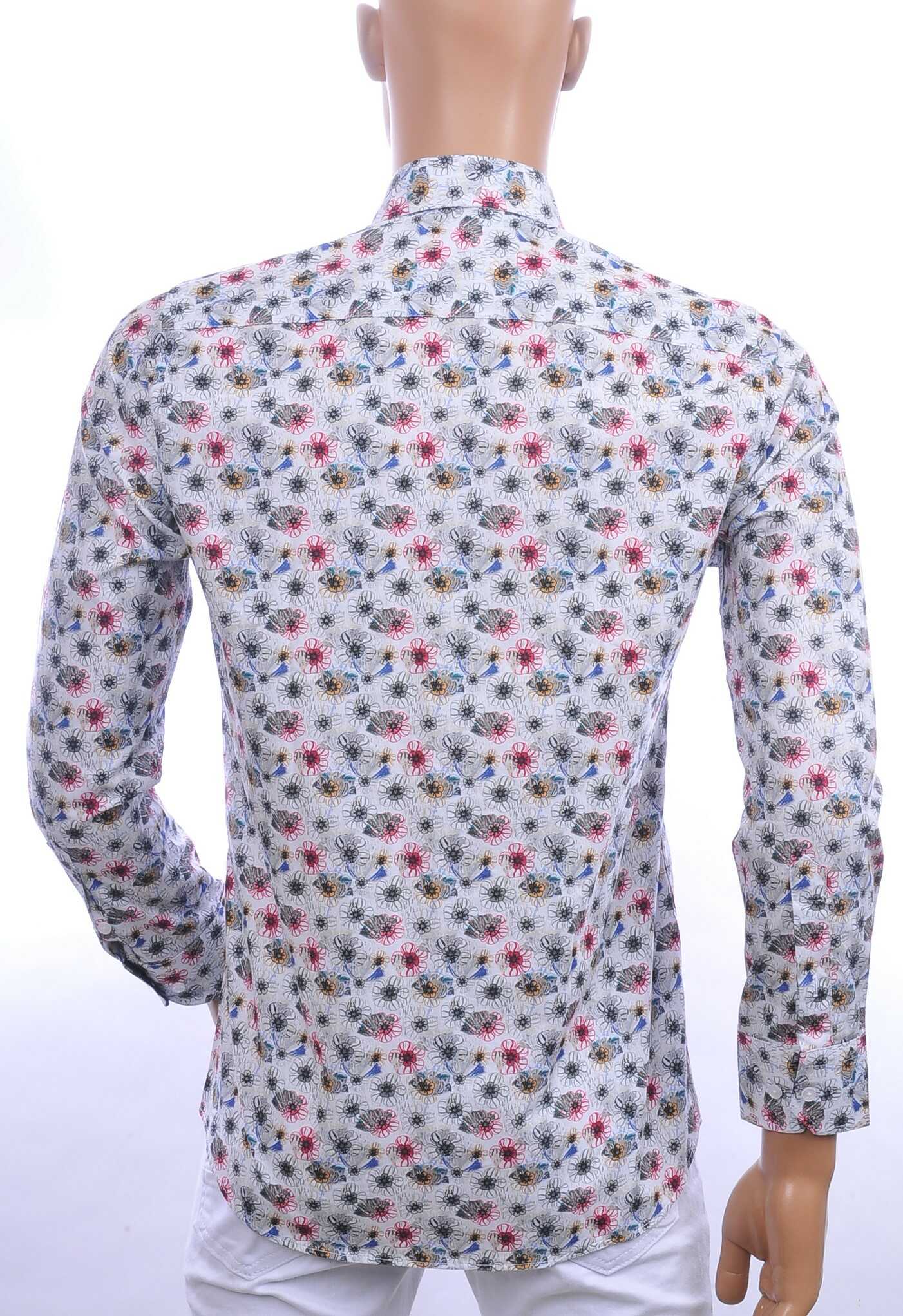 CORRINO trendy allover bloemen dessin slim fit heren overhemd Wit