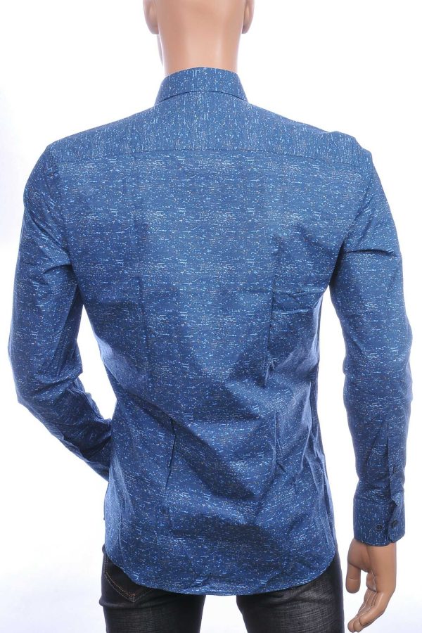Corrino Italiaans getailleerd slim fit allover dessin heren overhemd Navy