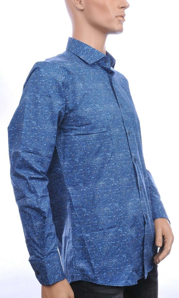 Corrino Italiaans getailleerd slim fit allover dessin heren overhemd Navy