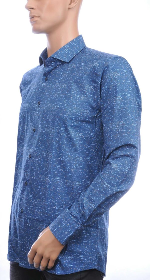 Corrino Italiaans getailleerd slim fit allover dessin heren overhemd Navy
