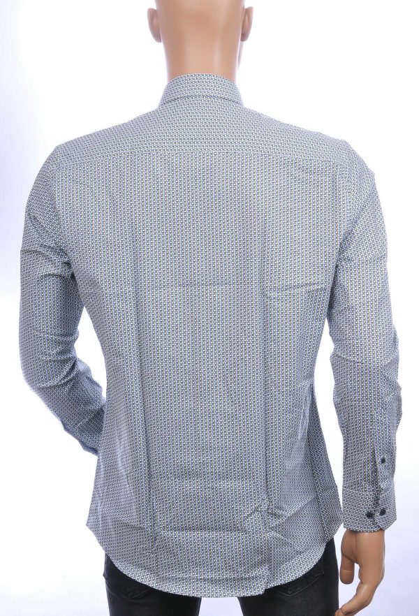 Corrino Italiaans getailleerd slim fit allover dessin heren overhemd Khaki