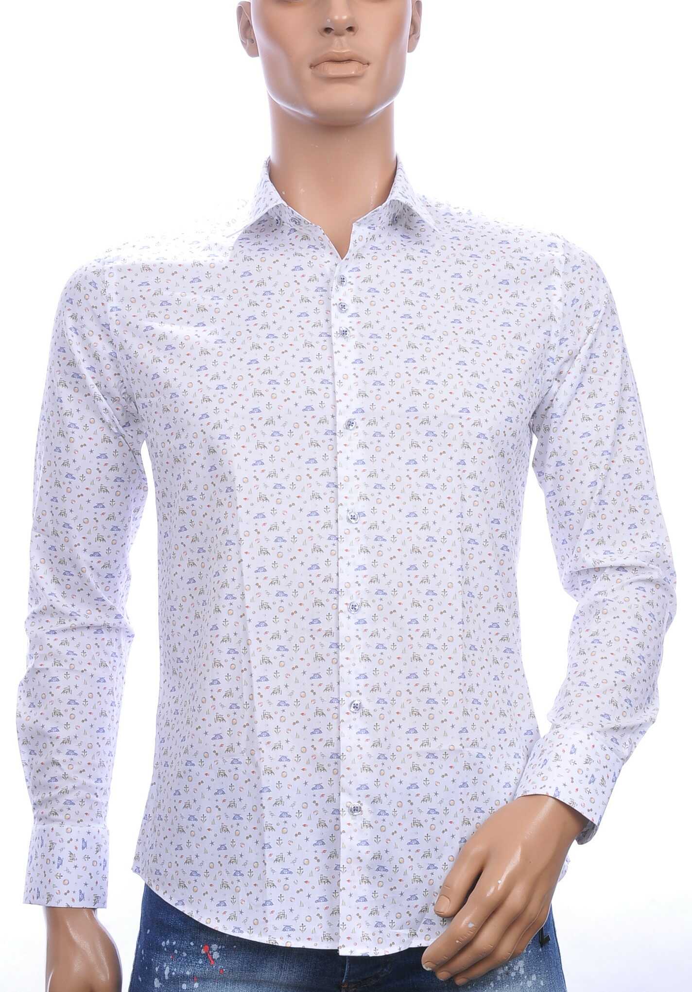 FERLUCCI allover mini objecten dessin heren overhemd Wit