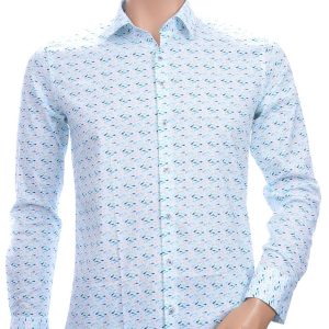 FERLUCCI allover multi kleur visjes dessin heren overhemd Groen 