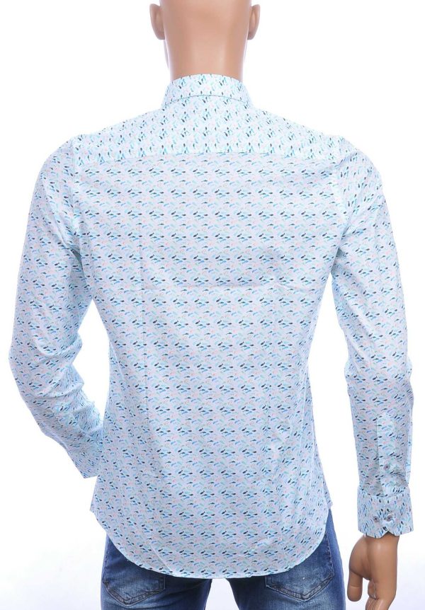 FERLUCCI allover multi kleur visjes dessin heren overhemd Groen 