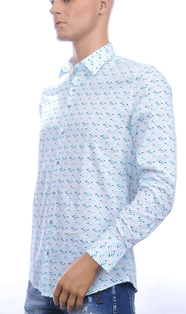 FERLUCCI allover multi kleur visjes dessin heren overhemd Groen 