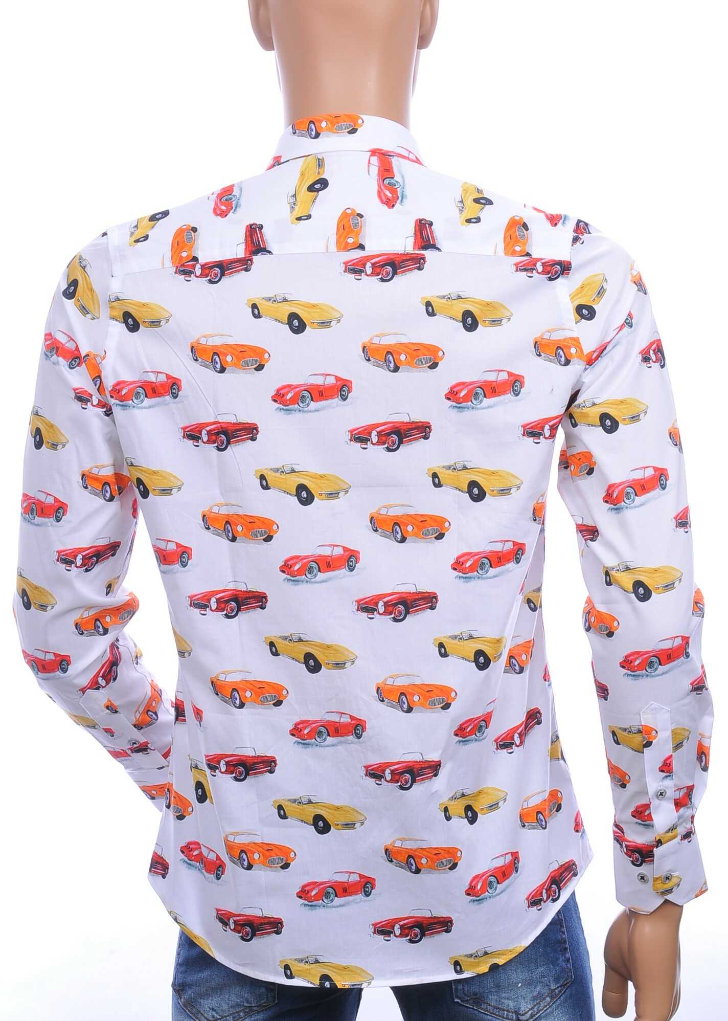 FERLUCCI Allover Multi kleur Oldtimers Auto’s Heren Overhemd - Wit