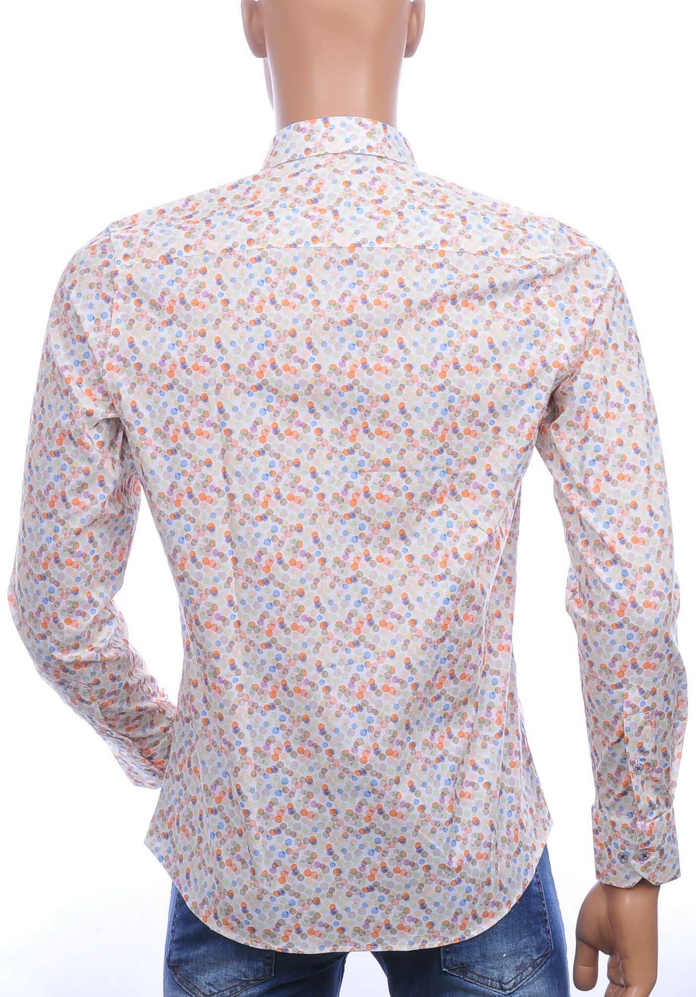 FERLUCCI allover multicolor puntjes dessin heren overhemd Oranje 
